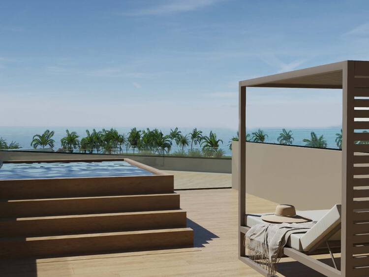 Cancun luxury suite with private rooftop terrace and ocean view